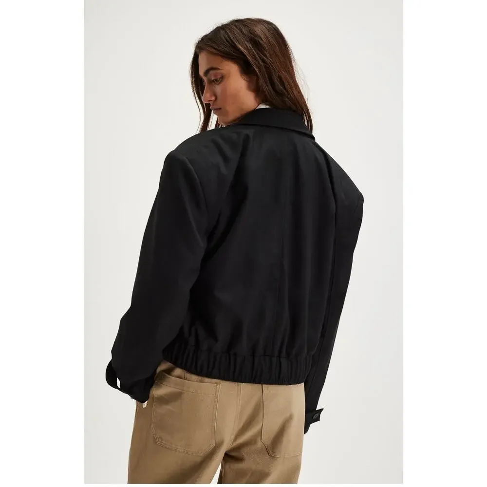 Free People Agnes Cropped Black Jacket NWT Women’s Small‎
